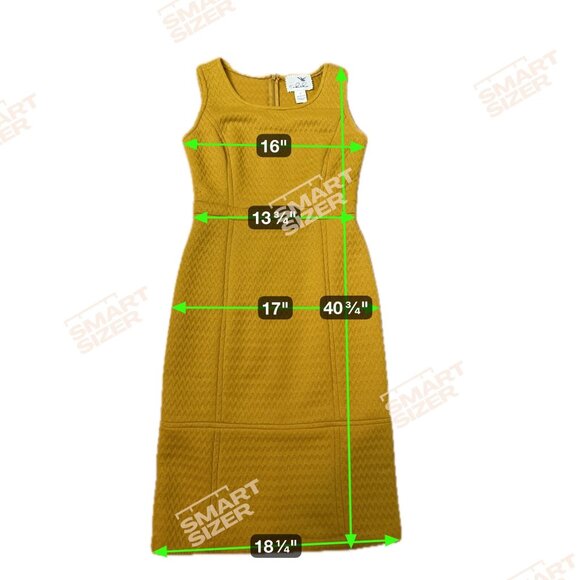 Anthropologie Tabitha Mustard Midi WomenDress Chevron Pattern Sleeveless Sz 4 EU - Picture 5 of 10